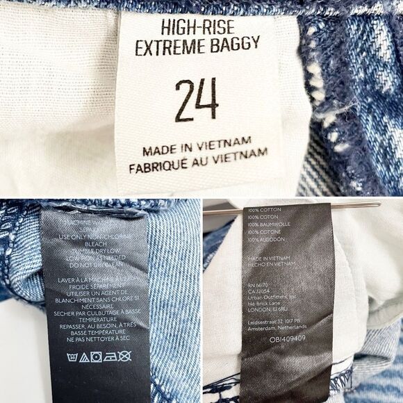 NWT BDG Rih Extreme Baggy Jean Blue Swirl Multi Streetwear Jeans Size 24 | 00 - Picture 11 of 14